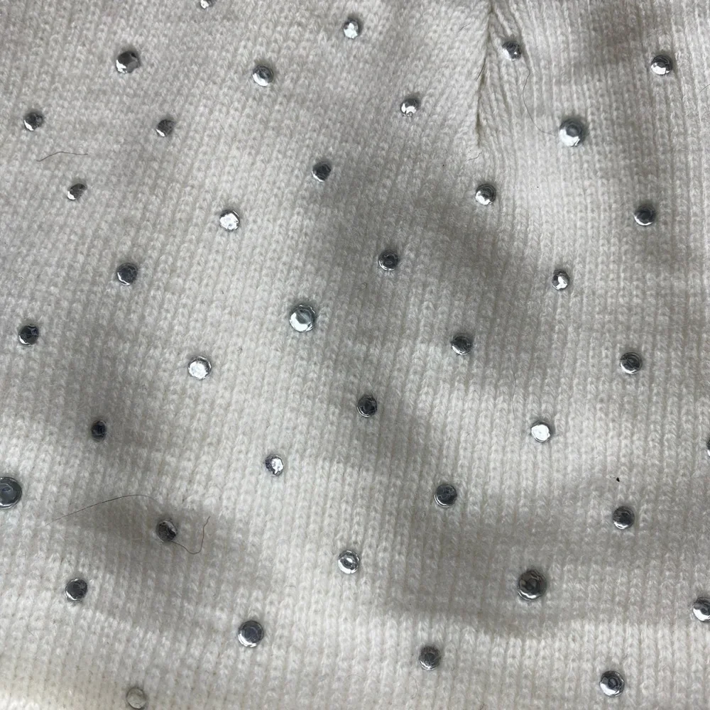 Rhinestone beaded beanie. Off white, NWOT. Bling bling.